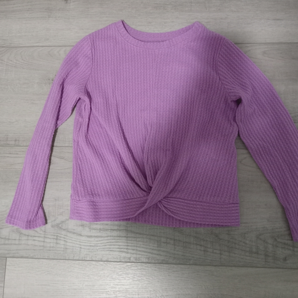Purple Long Sleeve Twist Front Top